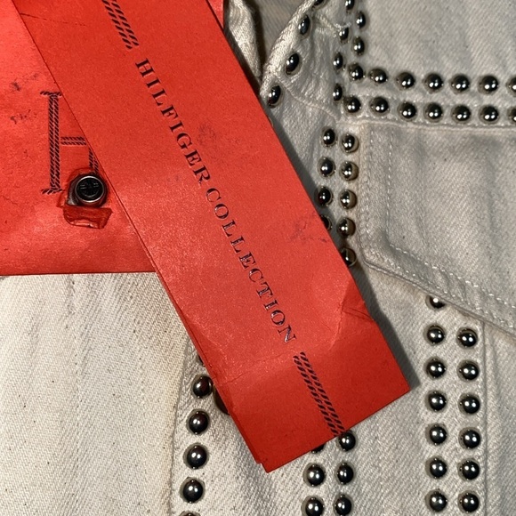 Hilfiger Collection Studded Jean Vest NWT Women 4 Ivory American Flag Embroidery - Picture 7 of 15